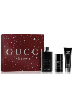 Gucci Guilty Pour Homme Подарочный набор (туалетная вода 90 мл + стиковый дезодорант 75 мл + гель для душа 50 мл)
