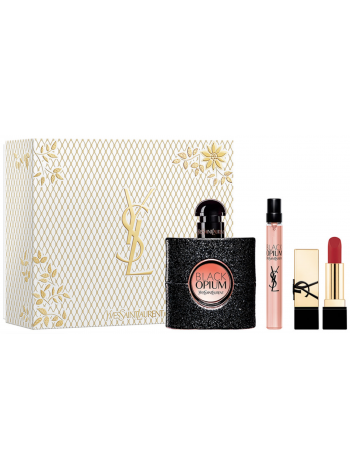 Yves Saint Laurent Black Opium Подарочный набор (парфюмированная вода 90 мл + миниатюра 10 мл + помада)