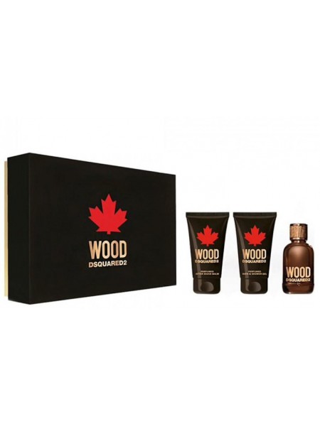 Dsquared2 Wood for Him Подарочный набор (туалетная вода 50 мл + бальзам после бритья 50 мл + гель для душа 50 мл)