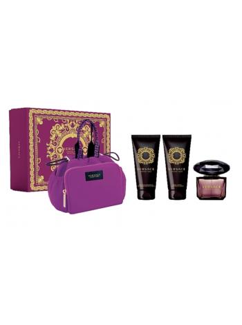 Versace Crystal Noir Подарочный набор (туалетная вода 90 мл + лосьон для тела 100 мл + гель для душа 100 мл + косметичка)