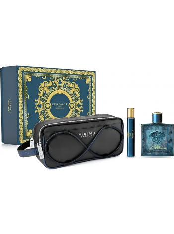 Versace Eros Eau De Parfum Подарочный набор (парфюмированная вода 100 мл + миниатюра 10 мл + косметичка)