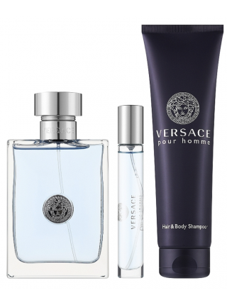 Versace Pour Homme Подарочный набор (туалетная вода 100 мл + миниатюра 10 мл + шампунь 150 мл)