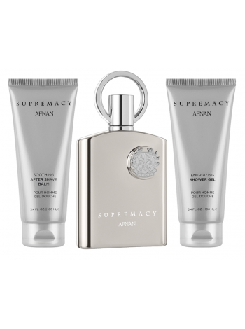 Afnan Supremacy Silver Подарочный набор (парфюмированная вода 100 мл + гель для душа 100 мл + бальзам после бритья 100 мл)