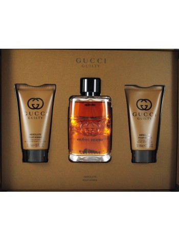 Gucci Guilty Absolute Pour Homme Подарочный набор (парфюмированная вода 50 мл + бальзам после бритья 50 мл + гель для душа 50 мл)