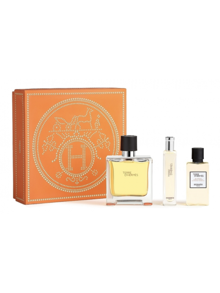 Hermes Terre d'Hermes Parfum Подарочный набор (парфюмированная вода 75 мл + миниатюра 15 мл + гель для душа 40 мл)