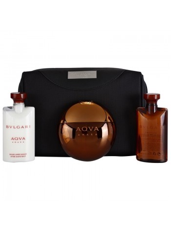 Bvlgari Aqva Amara Подарочный набор (туалетная вода 100 мл + гель для душа 75 мл + бальзам после бритья 75 + сумка)