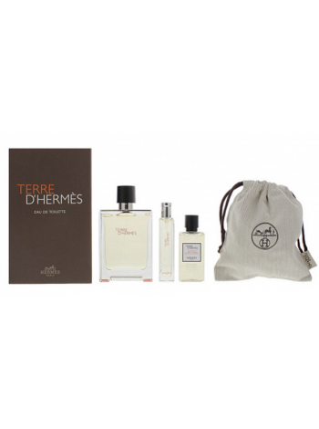 Terre d'Hermes Eau De Toilette Подарочный набор (туалетная вода 100 мл + гель для душа 40 мл + миниатюра 15 мл + косметичка)