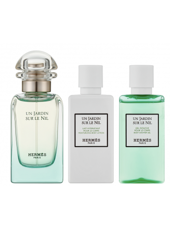 Hermes Un Jardin Sur le Nil Подарочный набор (туалетная вода 50 мл + лосьон для тела 40 мл + гель для душа 40 мл)