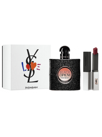 Y.S.Laurent Black Opium Подарочный набор (парфюмированная вода 50 мл + губная помада Rouge Pur Couture Sheer Matte (107))