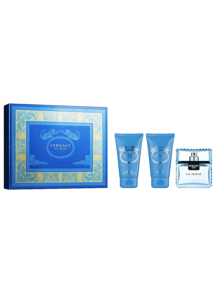 Versace Man Eau Fraiche подарочный набор (туалетная вода 50 мл + гель для душа 50 мл + бальзам после бритья 50 мл)