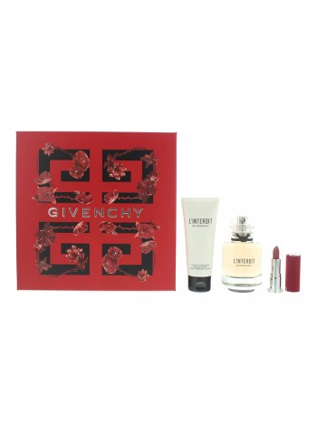 Givenchy L'interdit Eau de Parfum Подарочный набор (парфюмированная вода 80 мл + лосьон для тела 75 мл + помада)