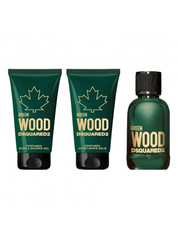 Dsquared2 Green Wood Pour Homme Подарочный набор (миниатюра 5 мл + гель для душа 25 мл + бальзам после бритья 25 мл)