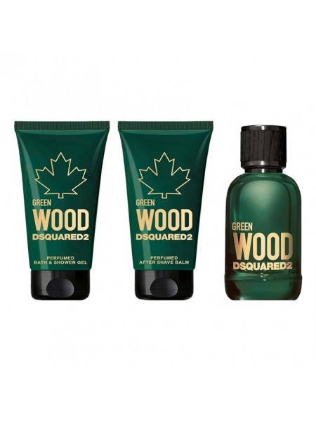Dsquared2 Green Wood Pour Homme Подарочный набор (миниатюра 5 мл + гель для душа 25 мл + бальзам после бритья 25 мл)