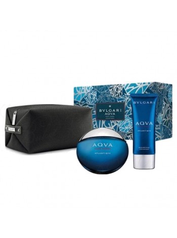 Bvlgari Aqva Pour Homme Atlantiqve Подарочный набор (туалетная вода 100 мл + бальзам после бритья 100 мл + косметичка)