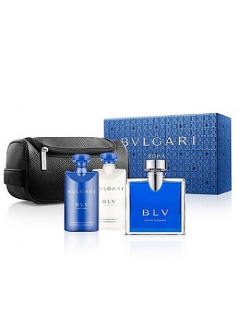 Bvlgari BLV Pour Homme Подарочный набор (туалетная вода 100 мл + бальзам после бритья 75 мл + гель для душа 75 мл + сумка)