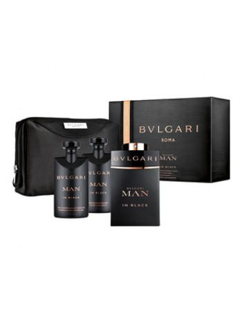 Bvlgari Man In Black Набор (парфюмированная вода 100 мл + гель для душа 75 мл + бальзам после бритья 75 мл + сумка)