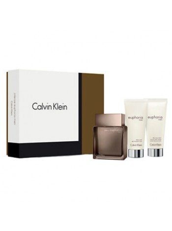 Calvin Klein Euphoria Men Intense Подарочный набор (туалетная вода 100 мл + бальзам после бритья 100 мл + гель для душа 100 мл)