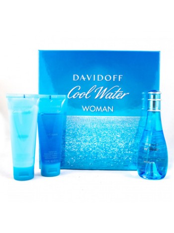 Davidoff Cool Water Woman Подарочный набор (туалетная вода 100 мл + лосьон для тела 75 мл + гель для душа 75 мл)