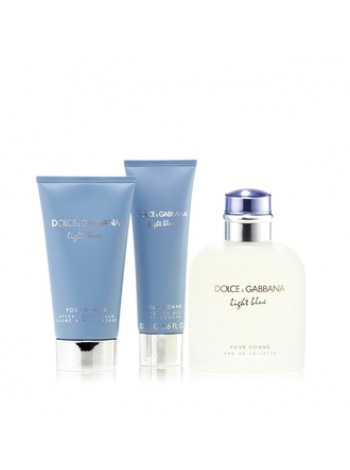 D&G Light Blue Pour Homme Подарочный набор (туалетная вода 125 мл + гель для душа 50 мл + бальзам после бритья 75 мл)