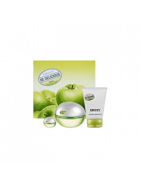 DKNY Be Delicious Подарочный набор (парфюмированная вода 100 мл + миниатюра 7 мл + лосьон для тела 100 мл )