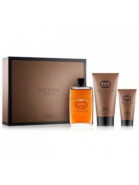 Gucci Guilty Absolute Pour Homme Подарочный набор (парфюмированная вода 90 мл + бальзам после бритья 50 мл + гель для душа 150 мл)