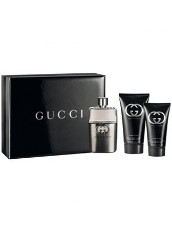 Gucci Guilty Pour Homme Подарочный набор (туалетная вода 90 мл + гель для душа 50 мл + бальзам после бритья 75 мл)
