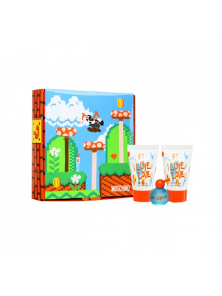 Moschino Cheap & Chic I Love Love Подарочный набор (миниатюра 4.9 мл + лосьон для тела 25 мл + гель для душа 25 мл)
