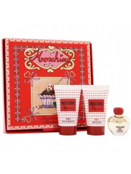 Moschino Glamour Подарочный набор (парфюмированная вода 5 мл + лосьон для тела 25 мл + гель для душа 25 мл)