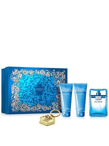 Versace Man Eau Fraiche подарочный набор (туалетная вода 100 мл + гель для душа 100 мл + бальзам после бритья 100 мл + брелок)