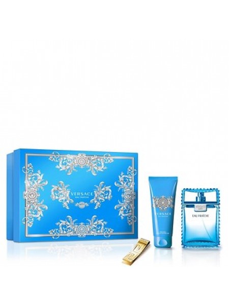 Versace Man Eau Fraiche подарочный набор (туалетная вода 100 мл + гель для душа 100 мл + зажим для денег)