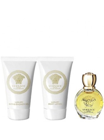 Versace Eros Pour Femme Eau de Toilette Подарочный набор (миниатюра 5 мл + лосьон для тела 25 мл + гель для душа 25 мл)