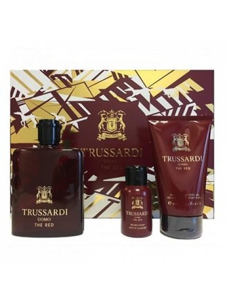 Trussardi Uomo The Red Подарочный набор (туалетная вода 100 мл + гель для душа 100 мл + мыло для бороды 50 мл)