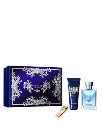 Versace Pour Homme Подарочный набор (туалетная вода 100 мл + гель для душа 100 мл + зажим для денег)