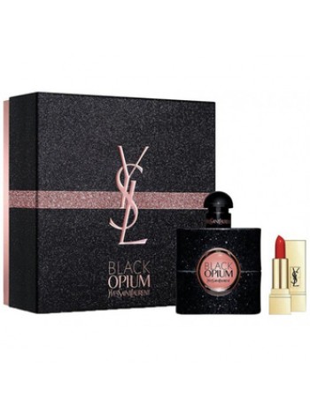 Y.S.Laurent Black Opium Подарочный набор (парфюмированная вода 50 мл + губная помада Rouge Pur Couture №01)