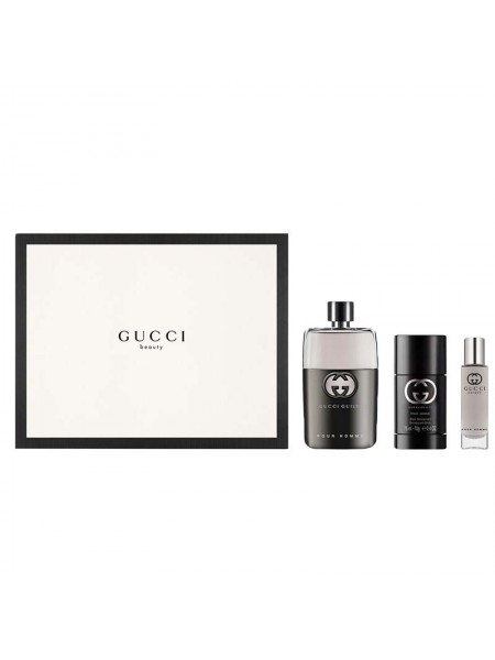 Gucci Guilty Pour Homme Подарочный набор (туалетная вода 90 мл + стиковый дезодорант 75 мл + миниатюра 15 мл)