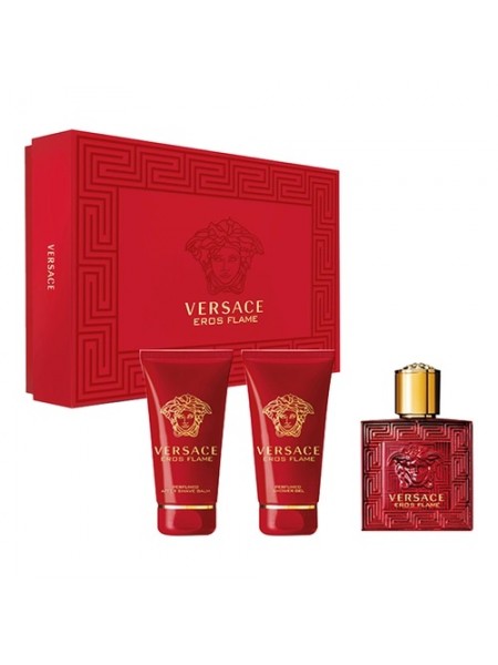 Versace Eros Flame Подарочный набор (миниатюра 5 мл + лосьон для тела 25 мл + гель для душа 25 мл)