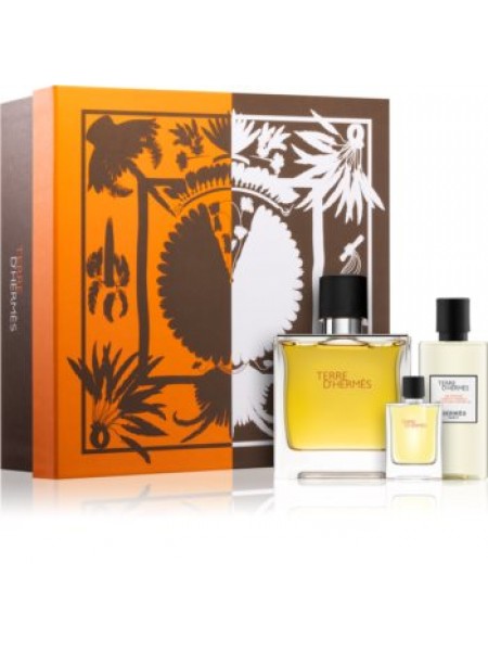 Terre d'Hermes Parfum Подарочный набор (парфюмированная вода 75 мл + миниатюра 5 мл + гель для душа 40 мл)